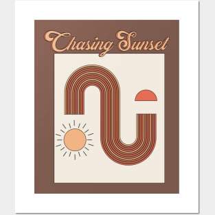 Geometric Chasing Sunset Posters and Art